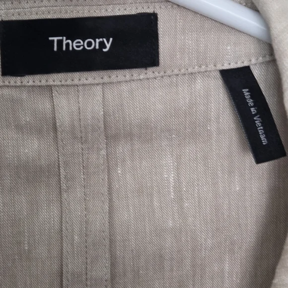 THEORY Piazza Tan Linen Blend Double Breasted Blazer Size 8 Summer Blazer - Picture 7 of 16